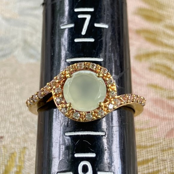 PA vermeil blue chalcedony ring with CZ gems - Picture 7 of 9